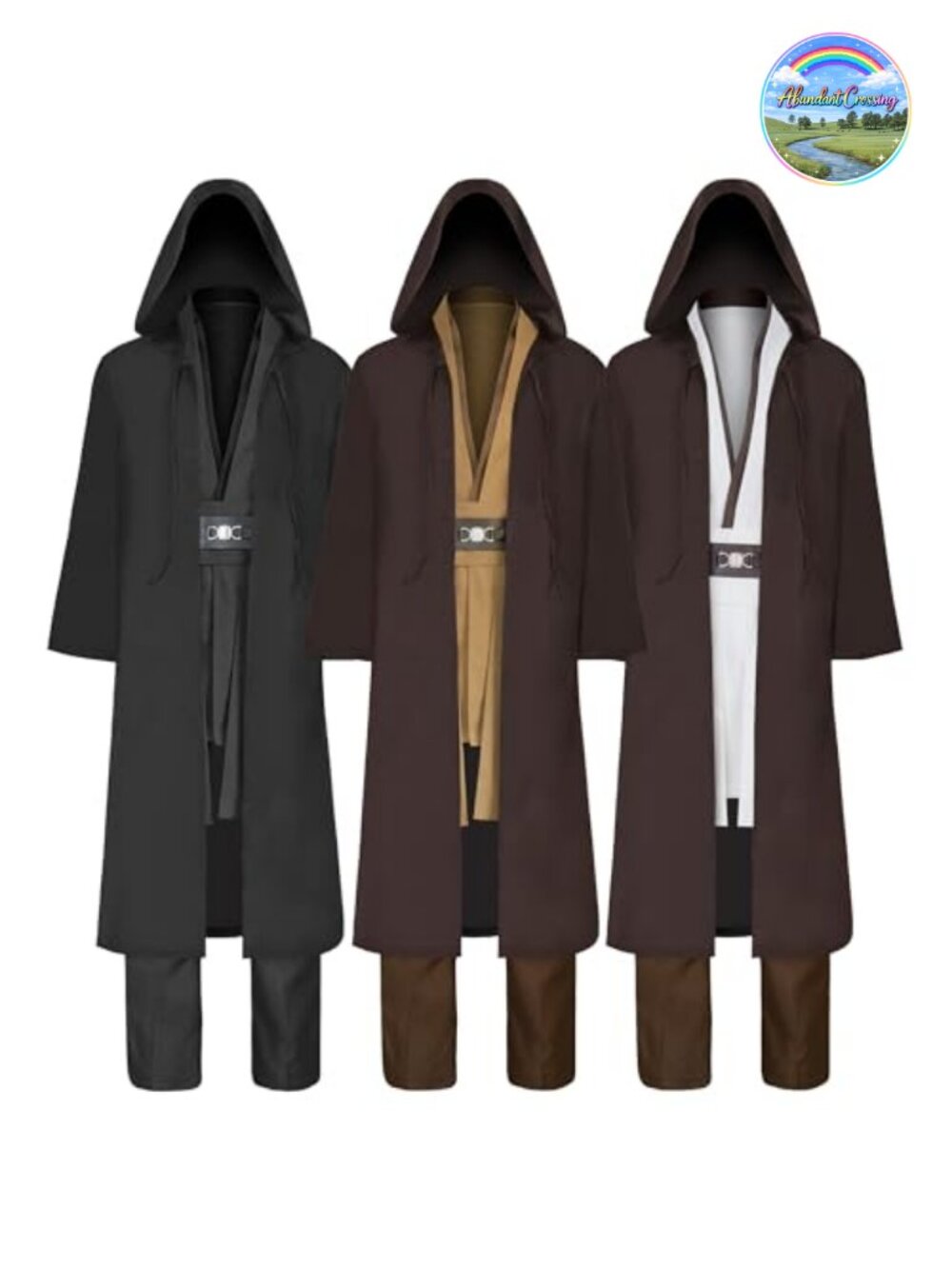 Men's Knight Tunic Hooded Robe 6 Piece Costume Set Polyester